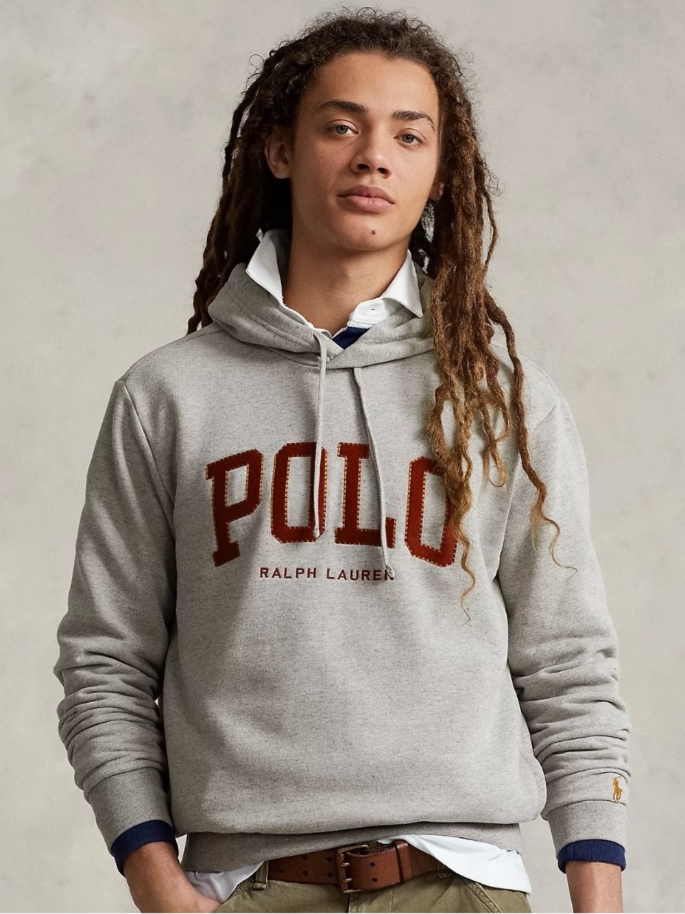 Polo Ralph Lauren Logo Hoodie Unisex Medium Gray Pullover Sweatshirt